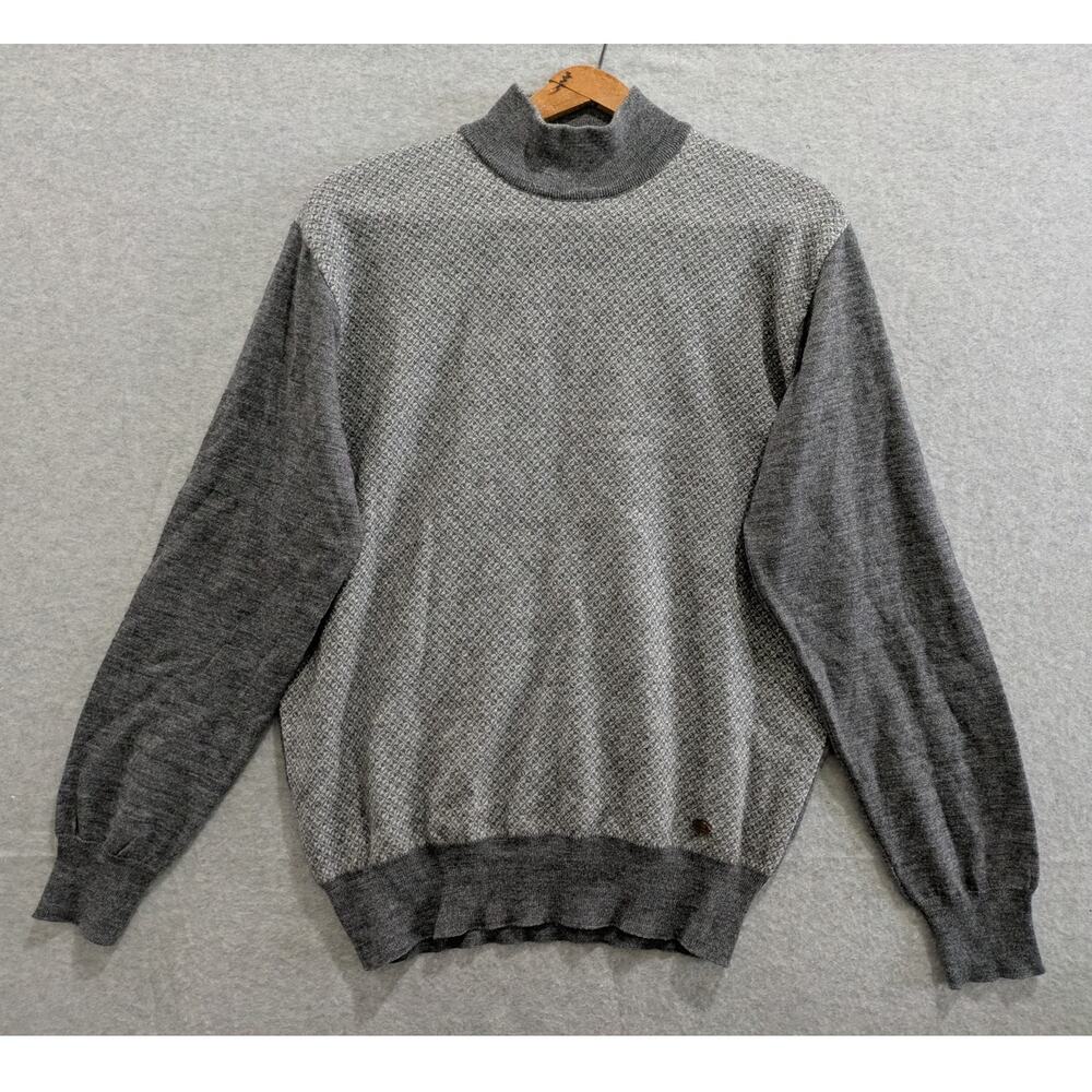 Paul Mark Sweater Mens‎ M Gray Long Sleeve Colorblock Mock Neck Lounge Pullover